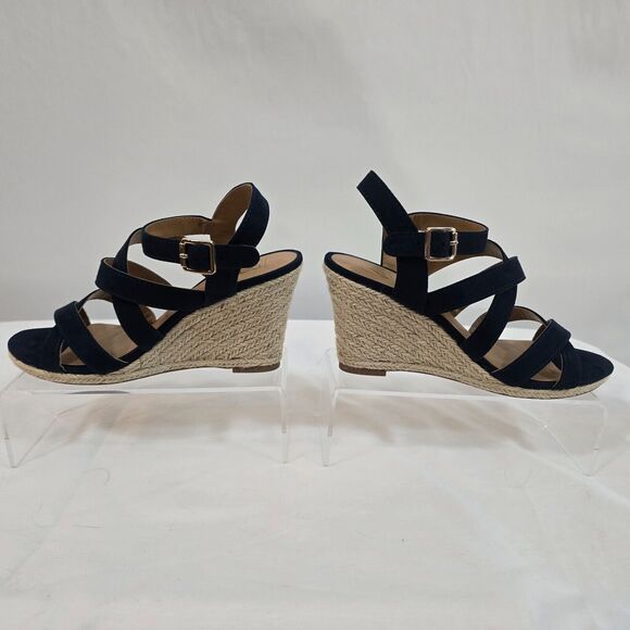 Dulce Vita Sandals Women's 8 dV8 Wedge 3" Heel Open Toe Buckle Black & Tan - Picture 1 of 13